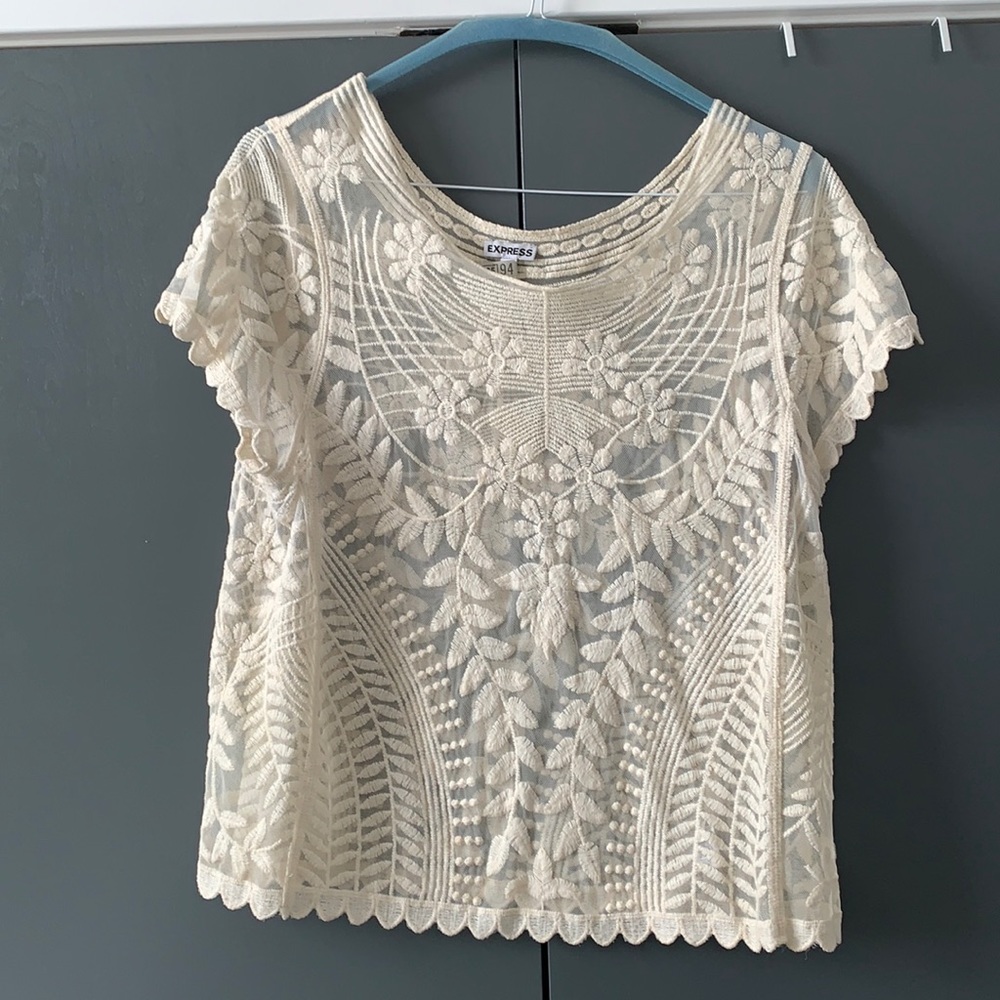 Express white lace top